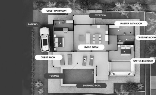 Villa floor plan, 2 bedrooms in Dolce Vita No. 11005 (2D)